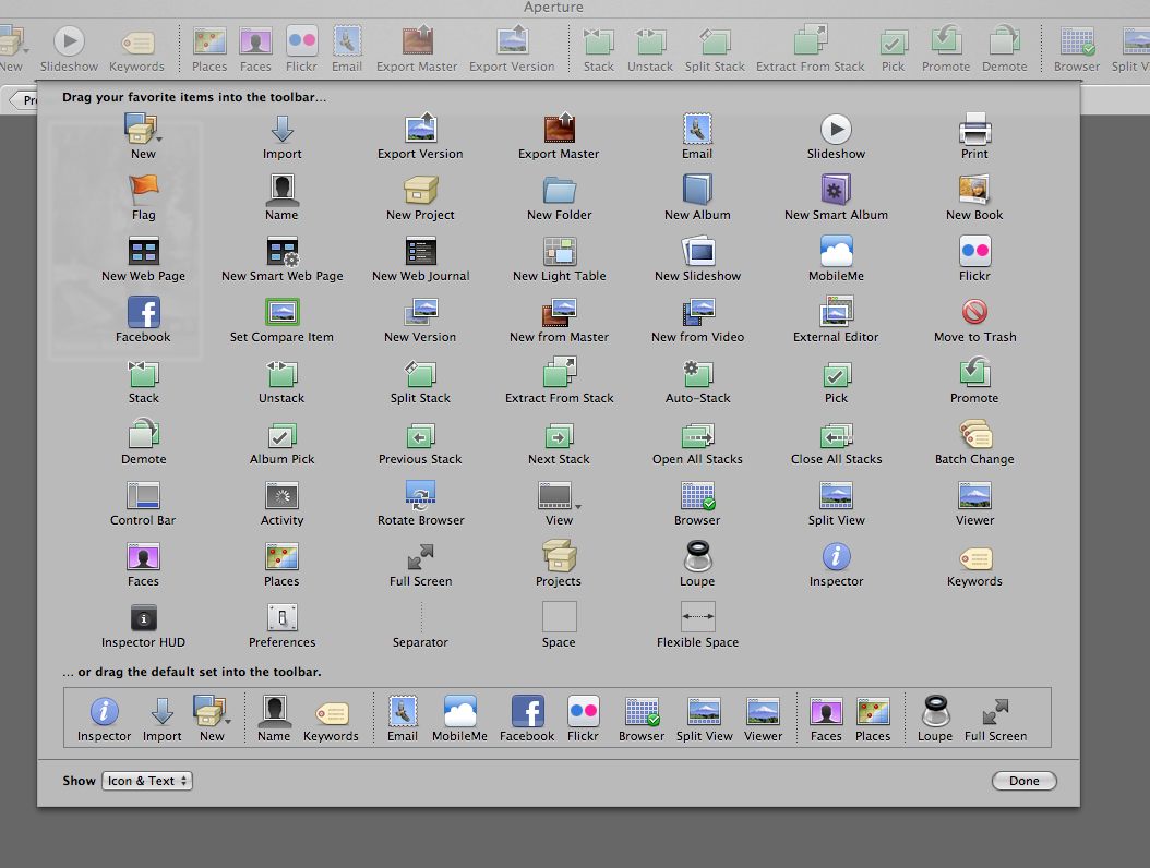 customize toolbar