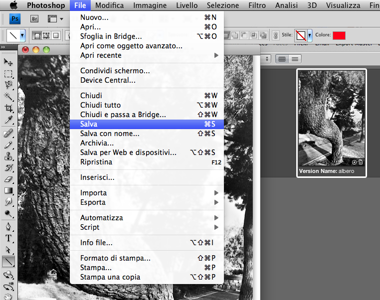 Salva file da photoshop