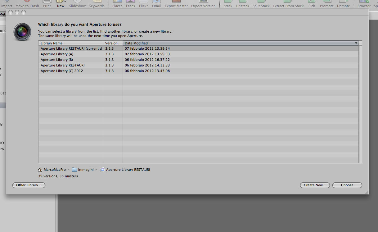 Create library con Aperture3