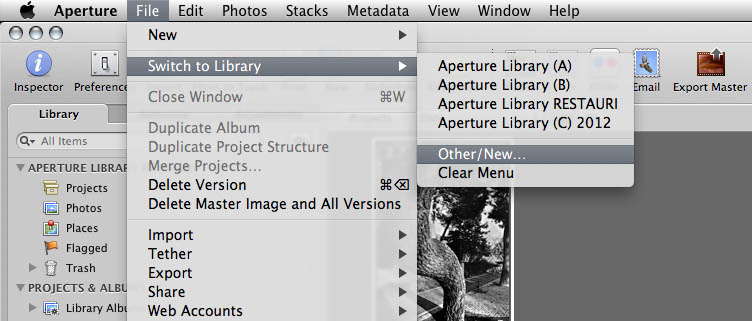 Switch library in Aperture 3