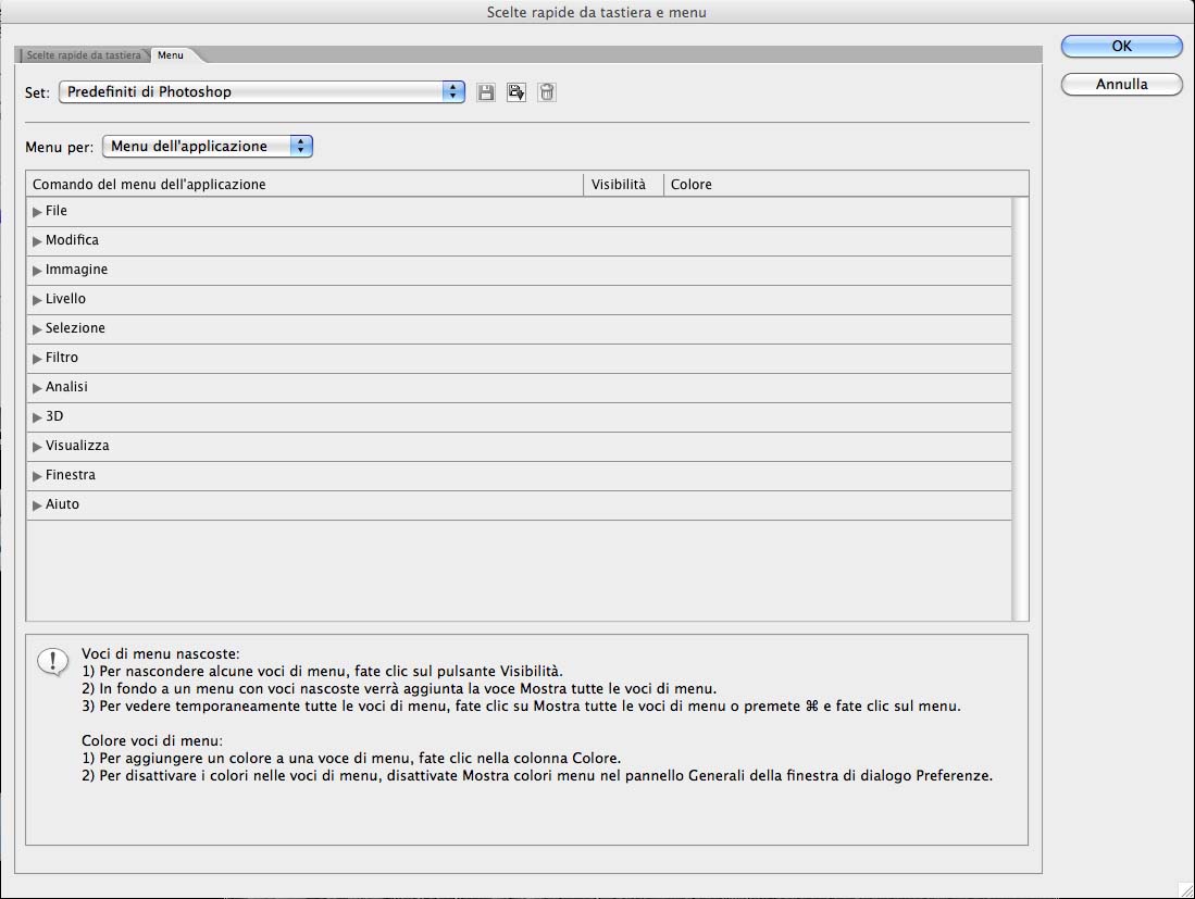 Le scelte rapide su photoshop