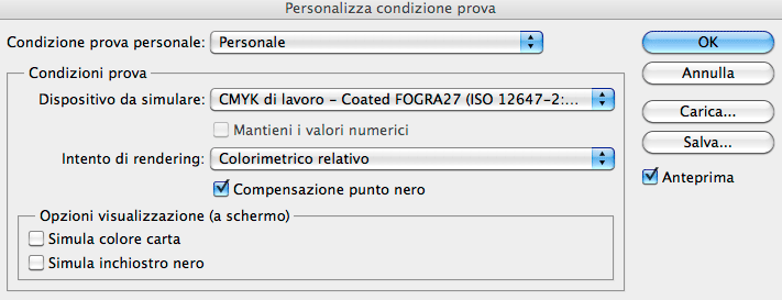 Opzione personalizza su photoshop cs4