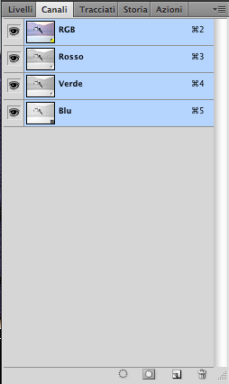 Il pannello RGB di photoshop cs4