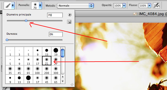 Diametro del pennello in photoshop cs4