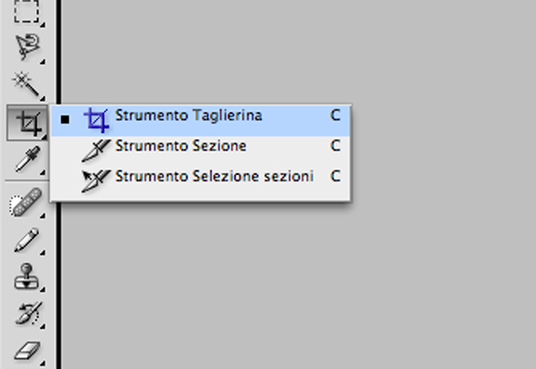 Strumento taglierina in photoshop CS4