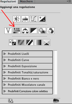 Pulsante tonalità e saturazione in photoshop
