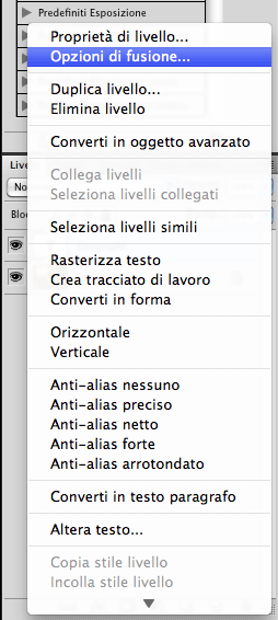 opzione fusione in photoshop cs4