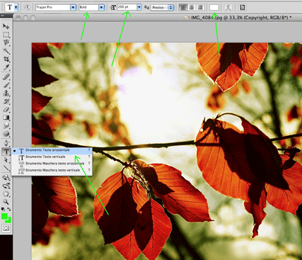 Lo strumento testo in photoshop cs4