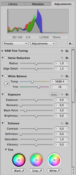 Adjustments di Aperture 3