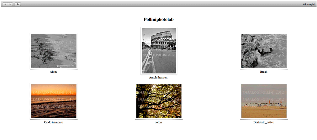 La pagina web creata con iPhoto