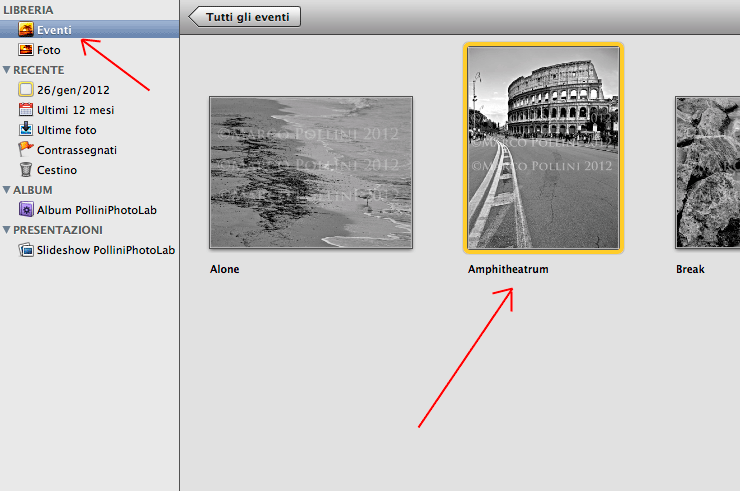 Selezione foto in iPhoto