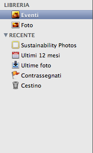 Pannello eventi di iPhoto