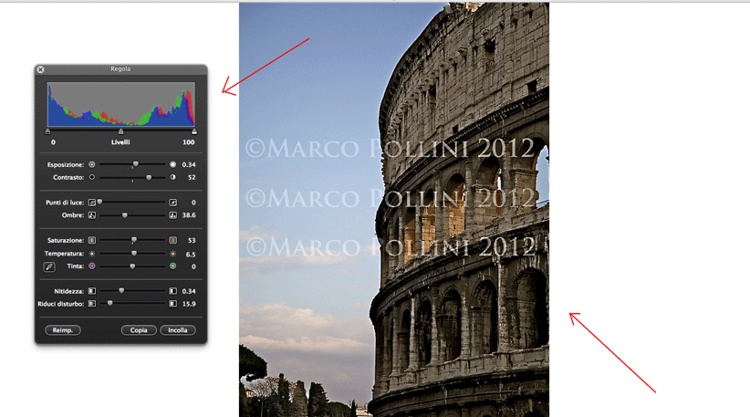 L'effetto delle modifiche sulla finestra regola di i Photo