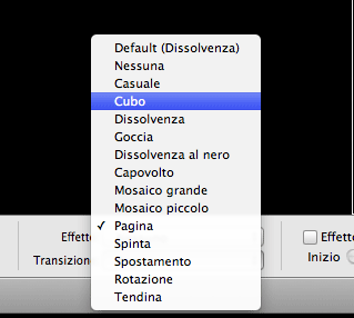 Menù transizione slide show in i photo