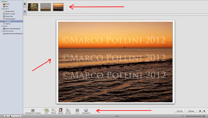 Il tasto personalizza stampa in i Photo